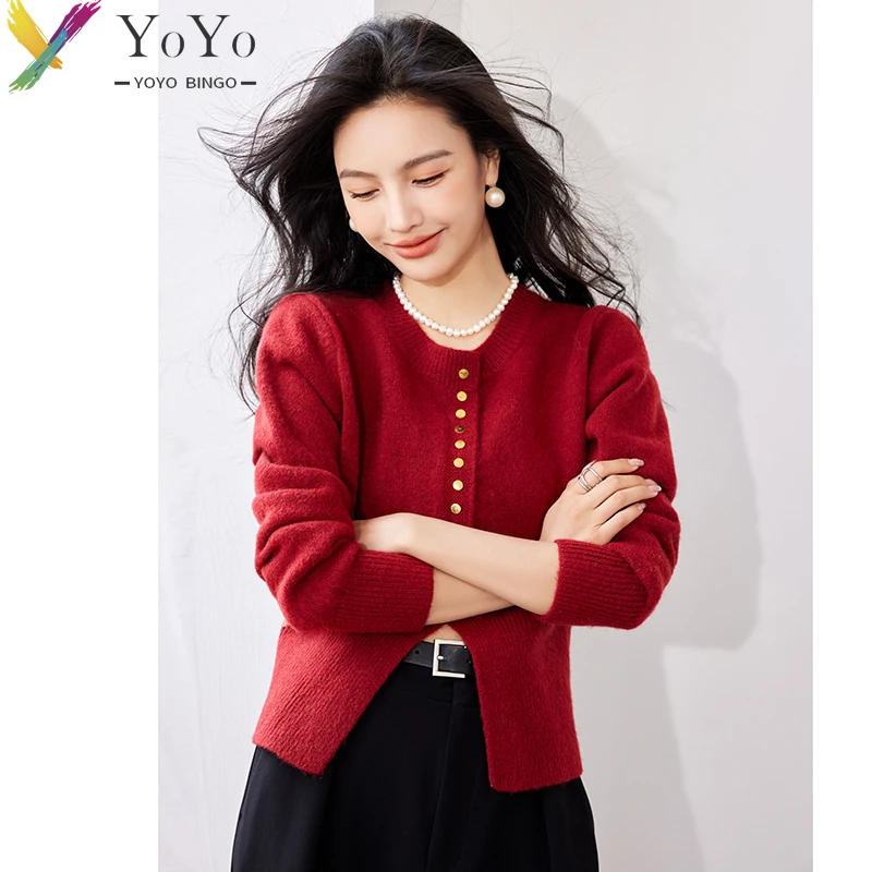 Vintage Crewneck Knit Sweater Fall/Winter 2023 Women Red Cardigan Tops Cropped Cardigan Office Lady Work
Vintage Crewneck Knit Sweater Fall/Winter 2023 Women Red Cardigan Tops Cropped Cardigan Office Lady Work