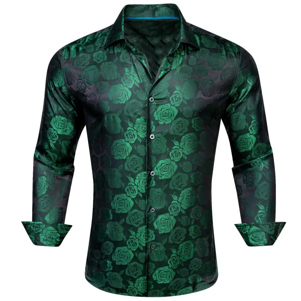 Luxury Shirts for Men Silk Long Sleeve Dark Green Floral Slim Fit Male Blouese Casual Tops Formal Breathable Barry Wang
Luxury Shirts for Men Silk Long Sleeve Dark Green Floral Slim Fit Male Blouese Casual Tops Formal Breathable Barry Wang