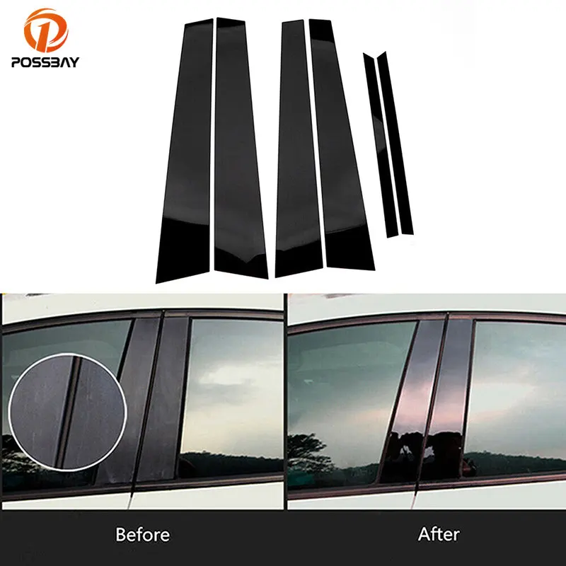 

6Pcs Car Pillar Posts Window Molding Cover Trims Stickers Glossy Black for Honda Accord CM4/5/6/7/8 2003 2004 2005 2006 2007