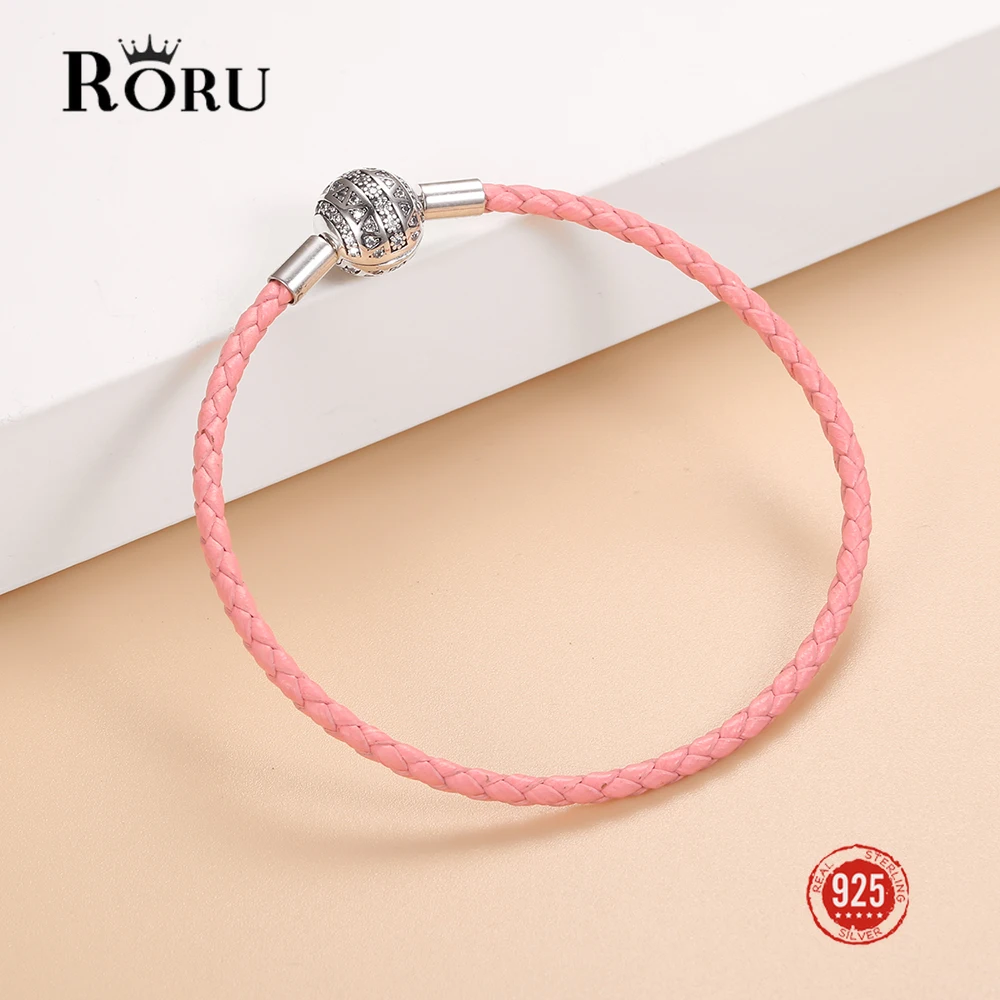 RORU Genuine 925 Sterling Silver Pink Leather Rope Charm Bracelet for Women Girls Fit for Hole Charm Bead Jewelry 2022 New
RORU Genuine 925 Sterling Silver Pink Leather Rope Charm Bracelet for Women Girls Fit for Hole Charm Bead Jewelry 2022 New
