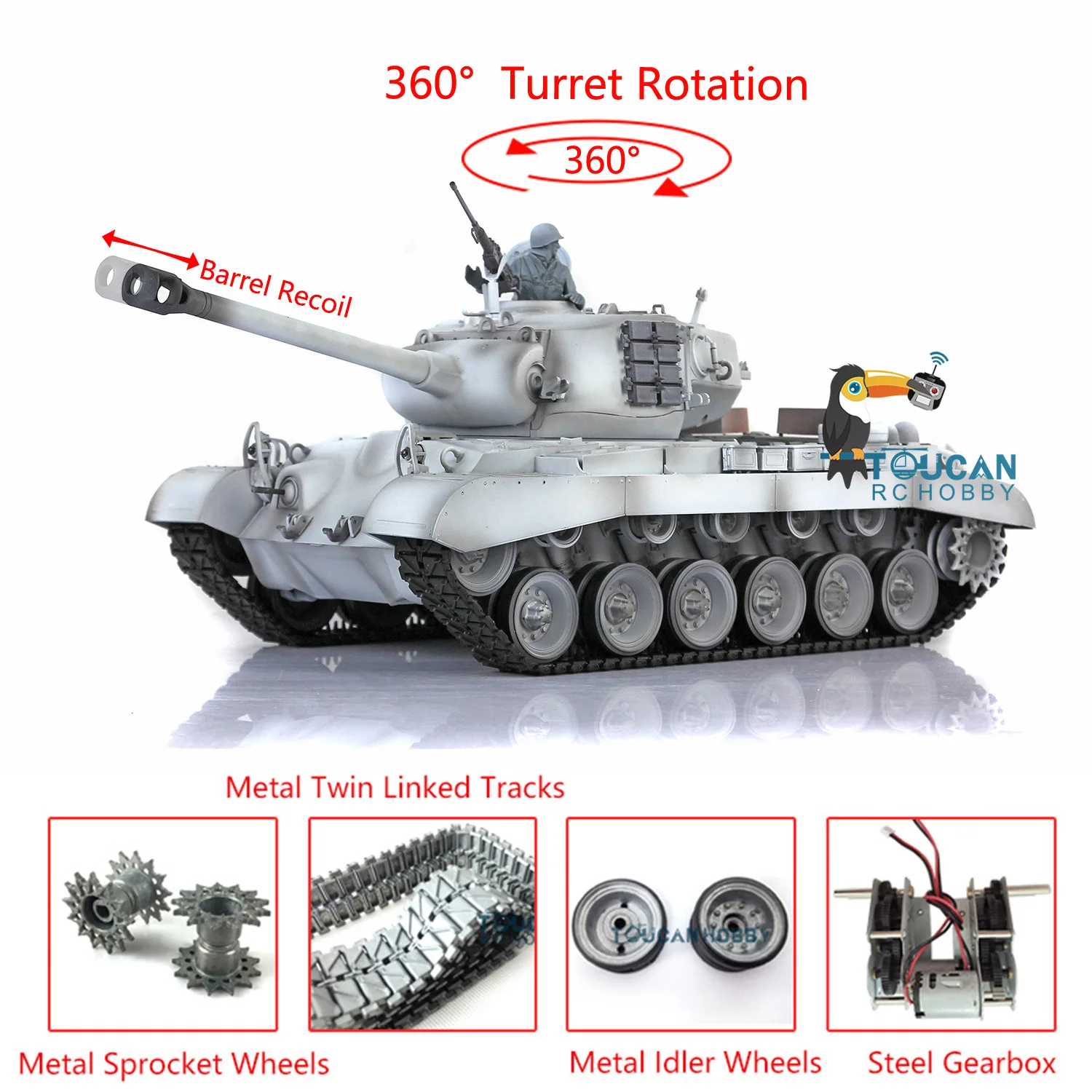 Military RC Tank Henglong M26 Pershing 1/16 7.0 Ready to Run 3838 Electric Car Model Barrel Recoil 360° Turret TH20330-SMT6
Military RC Tank Henglong M26 Pershing 1/16 7.0 Ready to Run 3838 Electric Car Model Barrel Recoil 360° Turret TH20330-SMT6