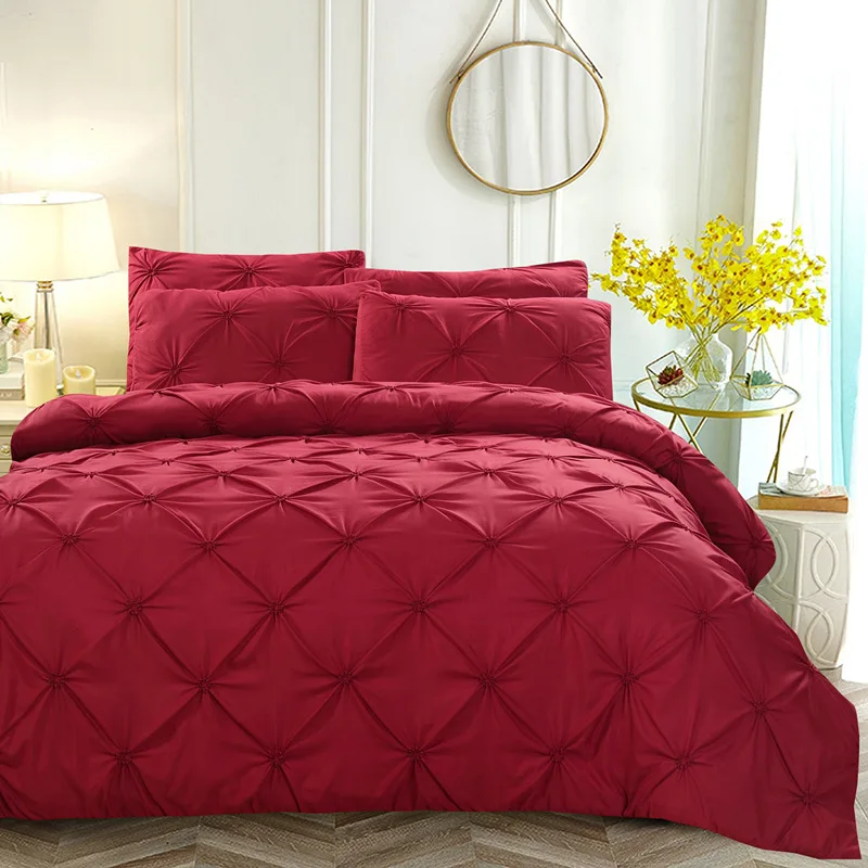 Luxury Bedding Set Pinch Pleat Red Duvet Cover with Pillowcase 2/3pcs Twin/Queen/King Size Bedclothes Bedding Sets NO SHEET
Luxury Bedding Set Pinch Pleat Red Duvet Cover with Pillowcase 2/3pcs Twin/Queen/King Size Bedclothes Bedding Sets NO SHEET