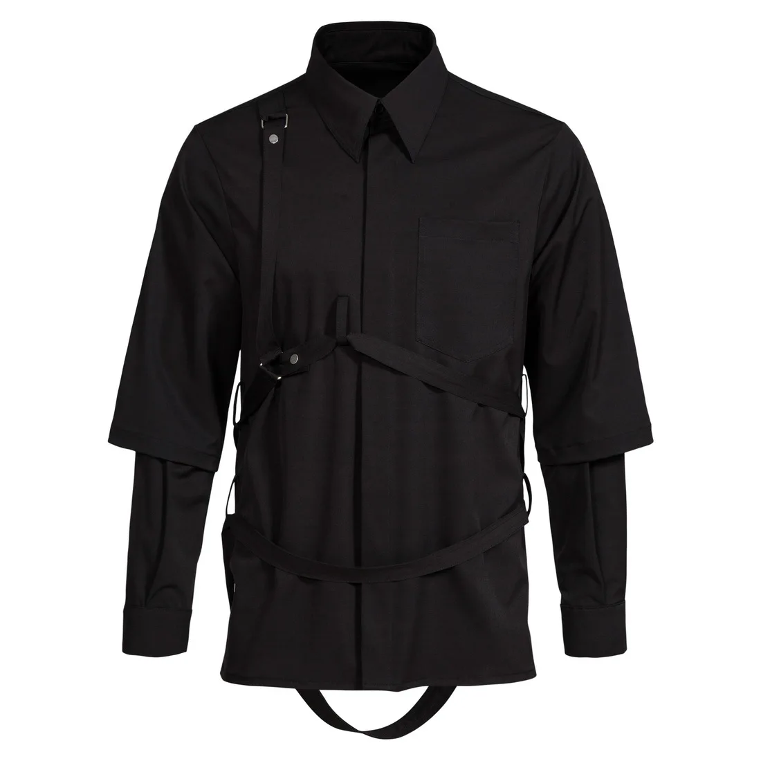 Spring Dark Style Japanese Men's Clothing Chemise Male Stage Nightclub Fashion Street Catwalk Black Fake Party Shirts Two Autumn
Spring Dark Style Japanese Men's Clothing Chemise Male Stage Nightclub Fashion Street Catwalk Black Fake Party Shirts Two Autumn