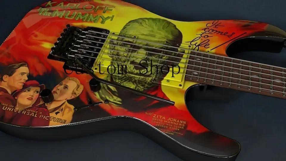 

Custom kirk Hammett LTD KH-3 Karloff Mummy Electric Guitar Custom Painted & Airbrushed by Eye Kandi, EMG Pickups