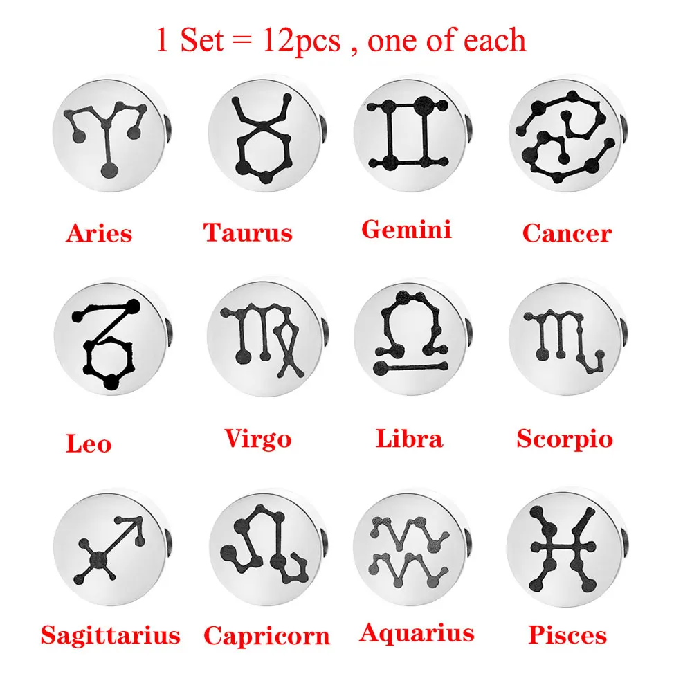 1 Set 12pcs diy Zodiac Beads Wholesale Stainless Steel Libra Aries Leo Virgo Jewelry Charms For Bracelet Making
1 Set 12pcs diy Zodiac Beads Wholesale Stainless Steel Libra Aries Leo Virgo Jewelry Charms For Bracelet Making