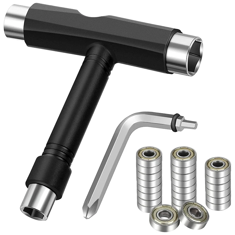 Retail 24PCS 608ZZ Skateboard Ball Bearings And All-In-One Skateboard T Tool For Skateboards Longboards Roller Skates 
Retail 24PCS 608ZZ Skateboard Ball Bearings And All-In-One Skateboard T Tool For Skateboards Longboards Roller Skates