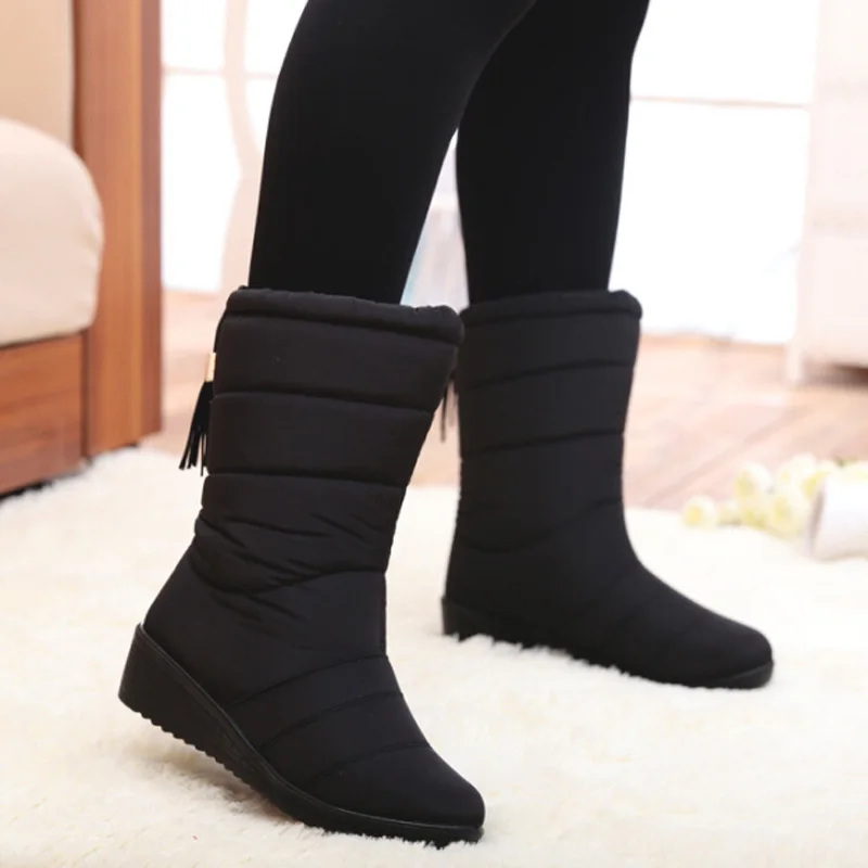 

New Winter Women Boots Mid-Calf Down Boots Female Waterproof Ladies Snow Boots Girls Winter Shoes Woman Plush Insole Botas Mujer