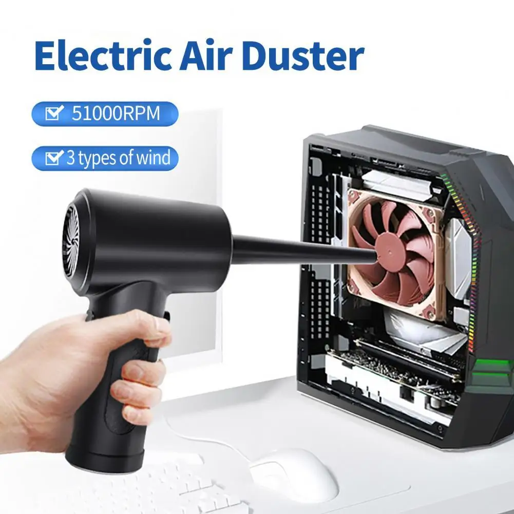 

51000RPM Wireless Air Duster Adjustable Cordless Air Blower Compressed Dust Blowing-Gun Handheld Keyboard PC Camera Cleaner