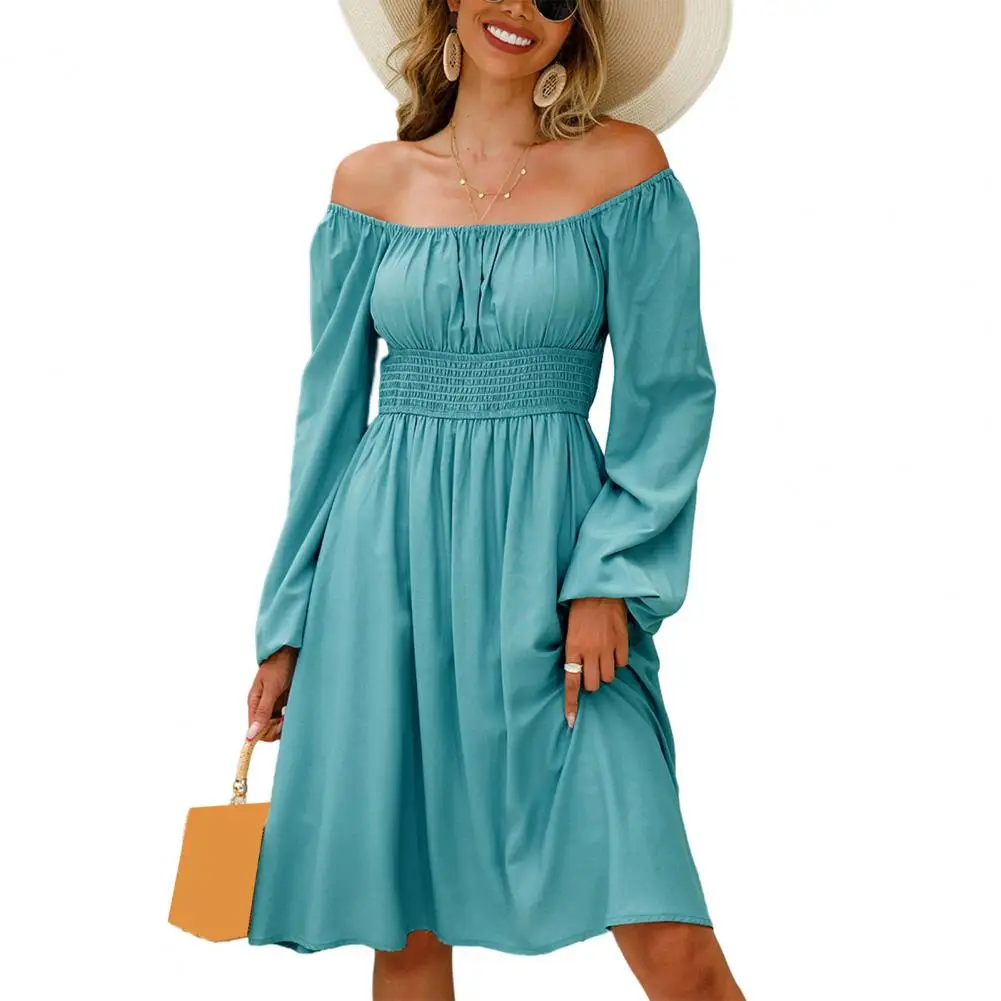 Women Dress Elastic Waist Tight High-Waisted Flowy Hem Autumn Dress Square Collar Lantern Long Sleeve Mini Dress Female Clothes
Women Dress Elastic Waist Tight High-Waisted Flowy Hem Autumn Dress Square Collar Lantern Long Sleeve Mini Dress Female Clothes