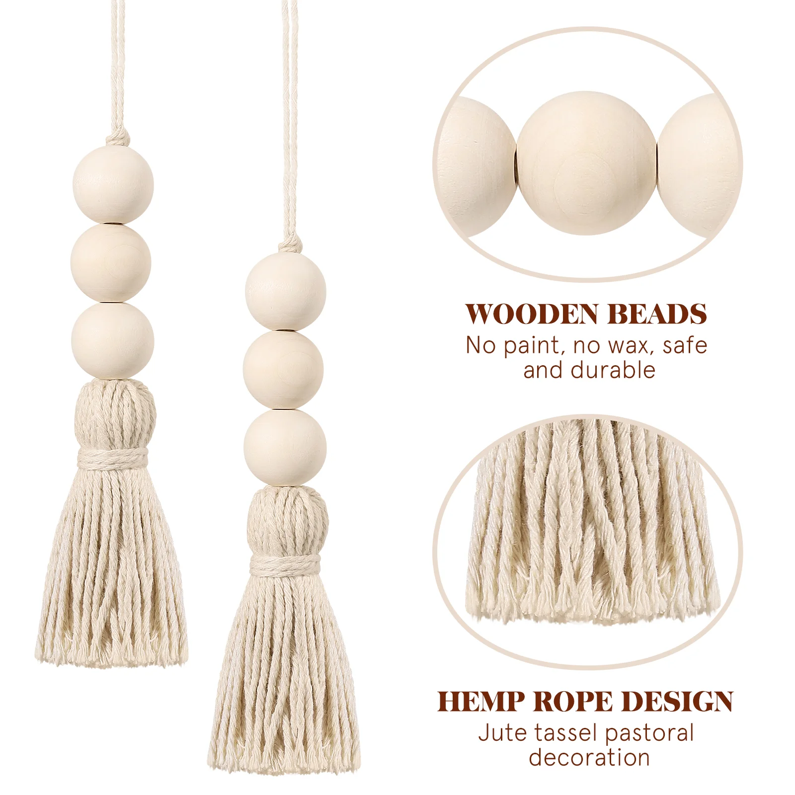 Decor Bead Wooden Beads Wood Farmhouse Wall Tassel Home Cotton Rope Garland Decoration Ornament Hanging Wreath Mounted Modern 
Decor Bead Wooden Beads Wood Farmhouse Wall Tassel Home Cotton Rope Garland Decoration Ornament Hanging Wreath Mounted Modern
