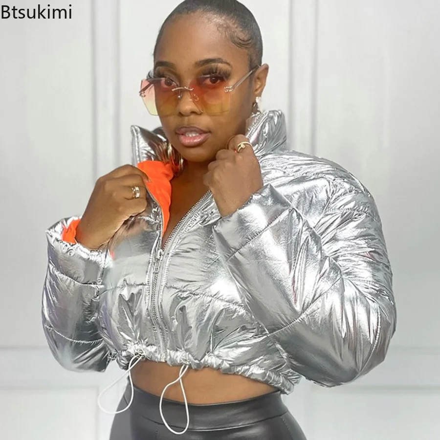 New 2022 Metallic Shiny Puffer Jackets for Women Silver Pink Blue Autumn Winter Warm Cropped Bubble Coat Outwear Jacktes Female
New 2022 Metallic Shiny Puffer Jackets for Women Silver Pink Blue Autumn Winter Warm Cropped Bubble Coat Outwear Jacktes Female