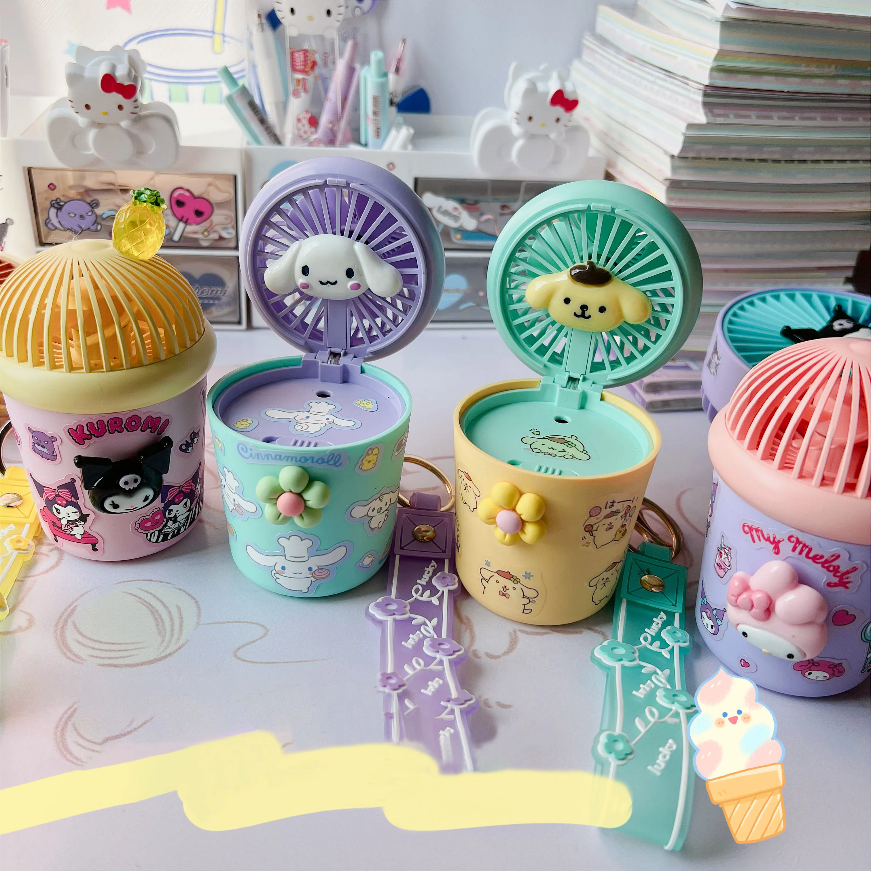 Kawaii Cinnamoroll Kuromi My Melody Usb Rechargeable Ice Cream Fan Summer Women Anime Sanrioed Girl Heart Child Backpack Pendant
Kawaii Cinnamoroll Kuromi My Melody Usb Rechargeable Ice Cream Fan Summer Women Anime Sanrioed Girl Heart Child Backpack Pendant