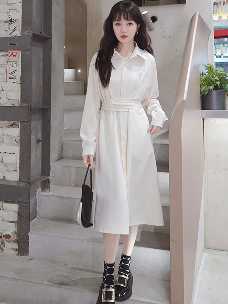 LANMREM Casual Women Solid Color Dress Lapel Long Sleeves Belt Single Breasted A-line Dresses Fashion 2023 Autumn New 2AA1721 
LANMREM Casual Women Solid Color Dress Lapel Long Sleeves Belt Single Breasted A-line Dresses Fashion 2023 Autumn New 2AA1721