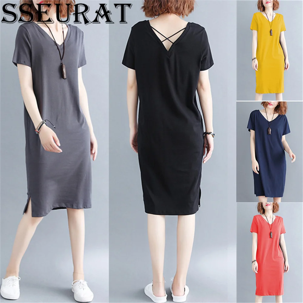 Женское платье-футболка средней длины SSEURAT, Повседневное платье-футболка большого размера с лямкой через шею и V-образным вырезом, весна-лет...
Женское платье-футболка средней длины SSEURAT, Повседневное платье-футболка большого размера с лямкой через шею и V-образным вырезом, весна-лет...