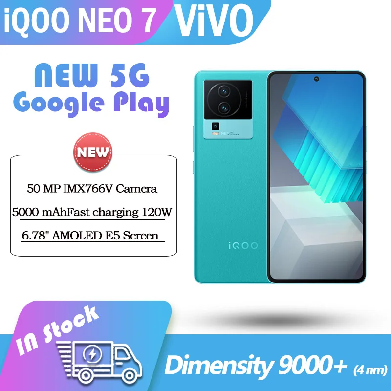 

New Vivo iQOO Neo 7 5G smartphone Dimensity 9000+ 120Hz 6.78 inch AMOLED 5000mAh Battery 120W 50MP Camera NFC Android 13 google