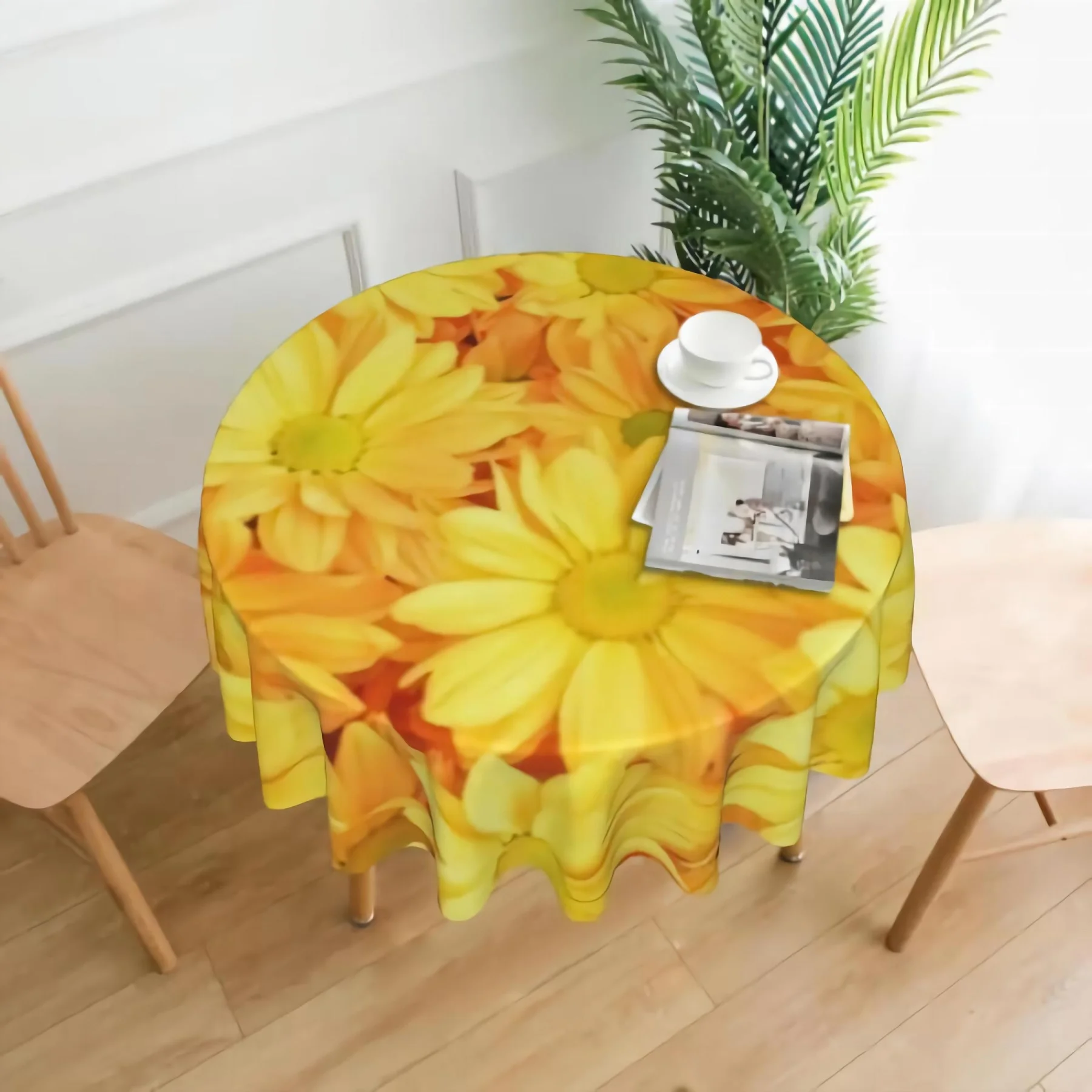 Yellow Daisy Tablecloth for Round Table Washable Satin Resistant Dining Table Protector for Holiday Party 60 Inch
Yellow Daisy Tablecloth for Round Table Washable Satin Resistant Dining Table Protector for Holiday Party 60 Inch