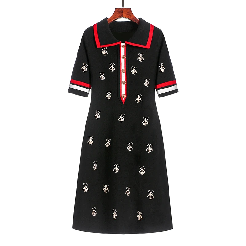 2022 Women Summer Dress Embroidered Knitted Black Dress Slim Elegant Short-Sleeved Female Causal Dresses Fashion Vestidos
2022 Women Summer Dress Embroidered Knitted Black Dress Slim Elegant Short-Sleeved Female Causal Dresses Fashion Vestidos