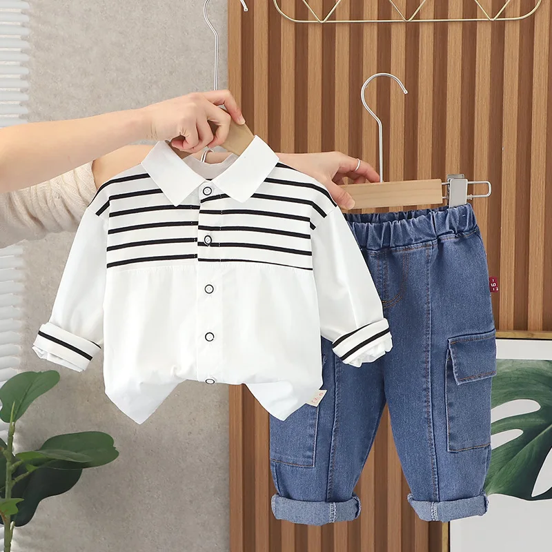 Spring Baby Boys Clothing Sets Kids Long Sleeve Stripes Shirts+Jeans 2Pcs Suit for Boys Children Cotton Clothes Outfits
Spring Baby Boys Clothing Sets Kids Long Sleeve Stripes Shirts+Jeans 2Pcs Suit for Boys Children Cotton Clothes Outfits