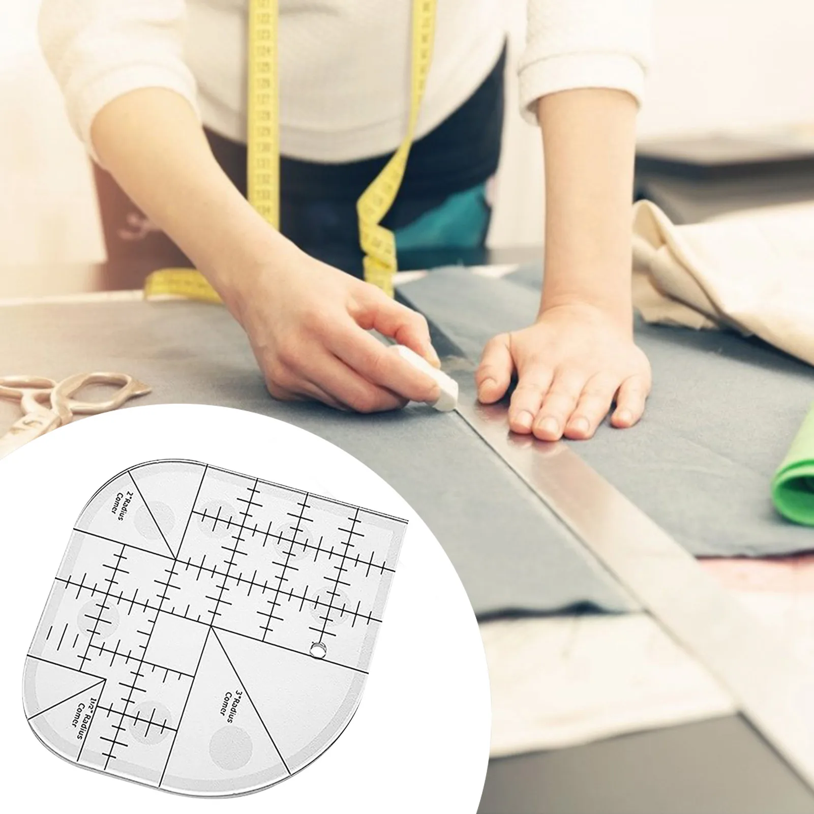 Curved Corner Cutter Ruler Acrylic Sewing Ruler With Round Edge 45-Degree And 90-Degree Markers Patchwork Tools For DIY Sewing
Curved Corner Cutter Ruler Acrylic Sewing Ruler With Round Edge 45-Degree And 90-Degree Markers Patchwork Tools For DIY Sewing