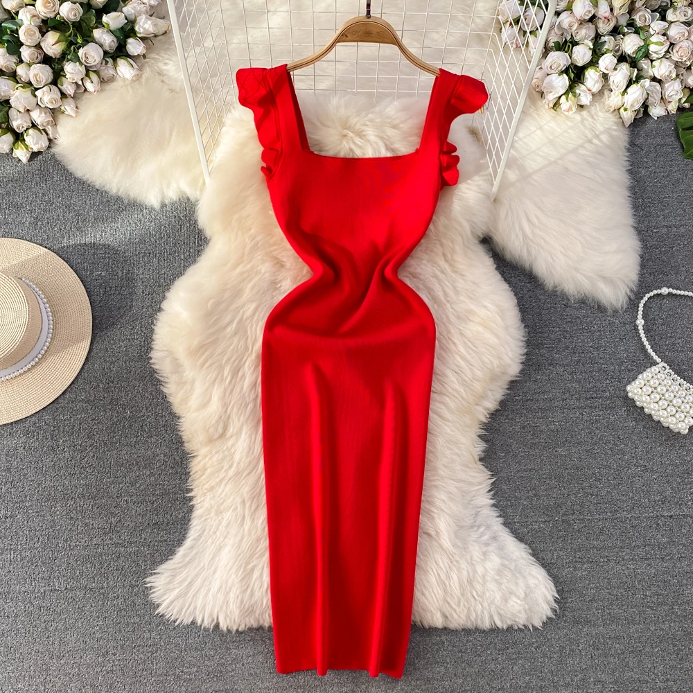 Chic Sleeveless Elastic Slim Knit Slip Dress French Sexy Chic Elegant Party Vestido Women Vintage Summer Dress
Chic Sleeveless Elastic Slim Knit Slip Dress French Sexy Chic Elegant Party Vestido Women Vintage Summer Dress