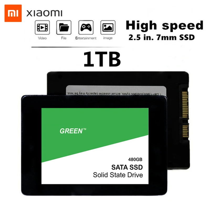 Xiaomi 1TB 2.5'' Solid State Drive TLC 500MB/s Internal 2TB Solid State Drive Hard Disk Storage Capacity for Laptop and Desktop
Xiaomi 1TB 2.5'' Solid State Drive TLC 500MB/s Internal 2TB Solid State Drive Hard Disk Storage Capacity for Laptop and Desktop