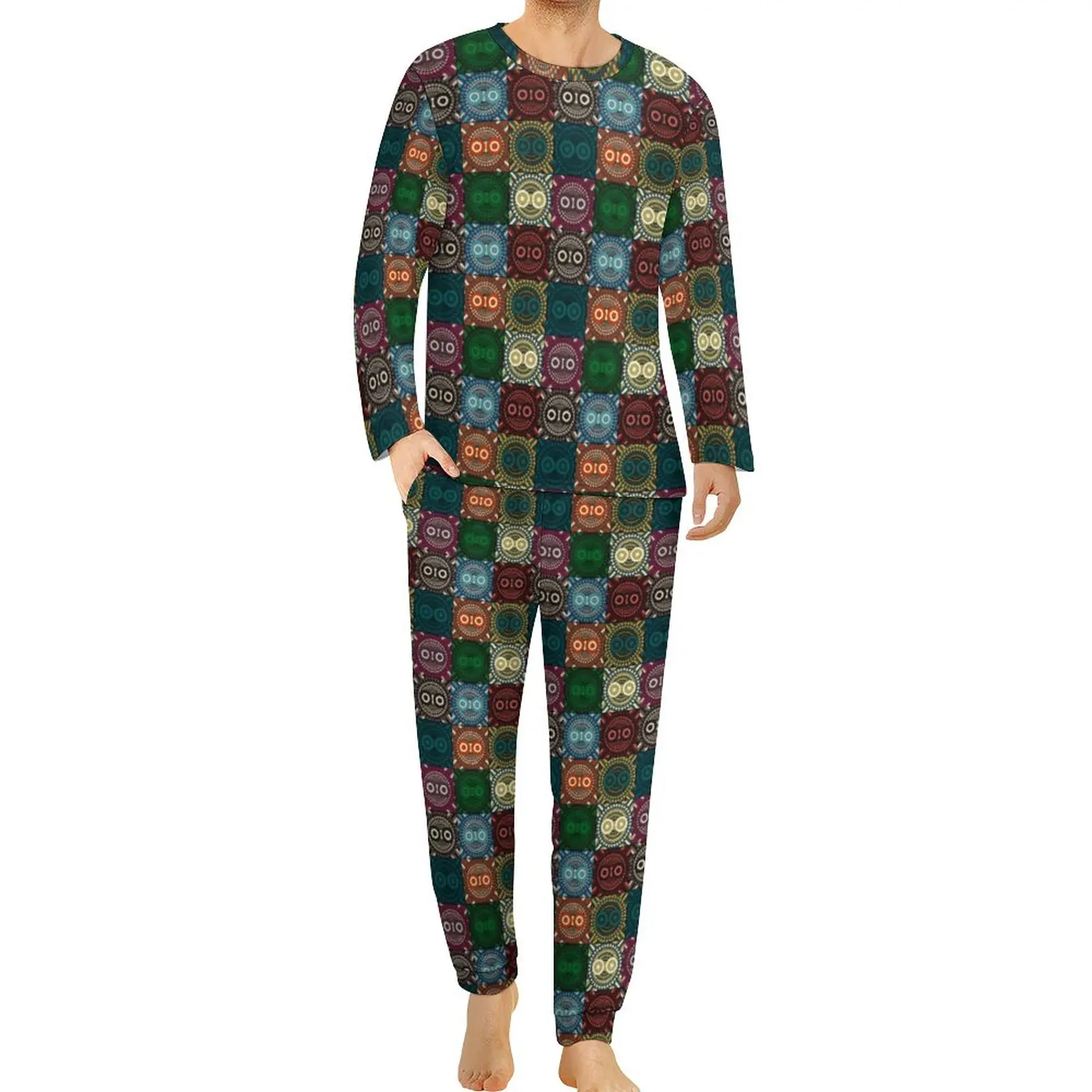 

Doodle Owl Pajamas Cute Animal Print Men Long Sleeves Kawaii Pajama Sets Two Piece Casual Autumn Custom Nightwear Birthday Gift