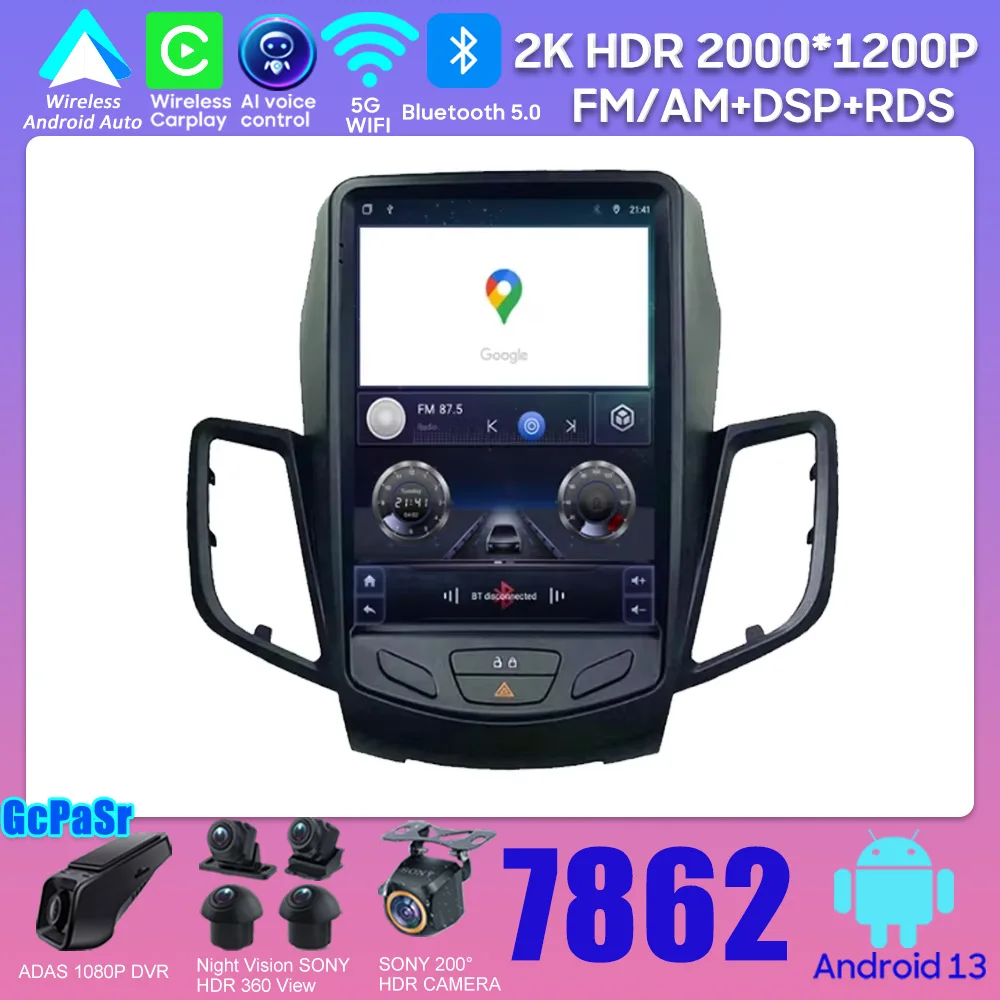 Автомобильная стереосистема с авторадио для Ford Fiesta MK7 2009-2016 Android 13 мультимедийный