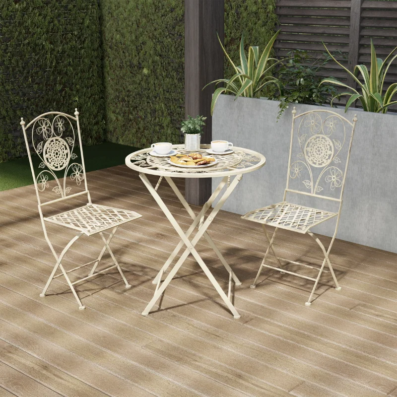 

Складной Набор для бистро-стол и стулья из 3 предметов с решеткой и цветочным дизайном-уличная мебель для сада, патио
