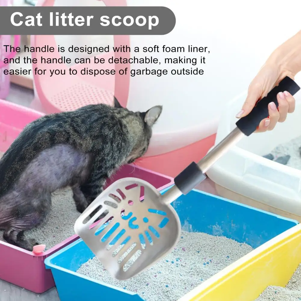 

Cat Litter Shovel Adjustable Long Handle Durable Rust-Proof Stainless Steel Detachable Rust-resistant Cat Litter Scoop