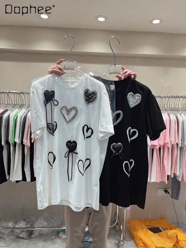 Spring and Summer Clothes Women 2022 New Diamond-Embedded Love Loose-Fitting Pure Cotton Short Sleeve Mid-Length T shirt Tops
Spring and Summer Clothes Women 2022 New Diamond-Embedded Love Loose-Fitting Pure Cotton Short Sleeve Mid-Length T shirt Tops