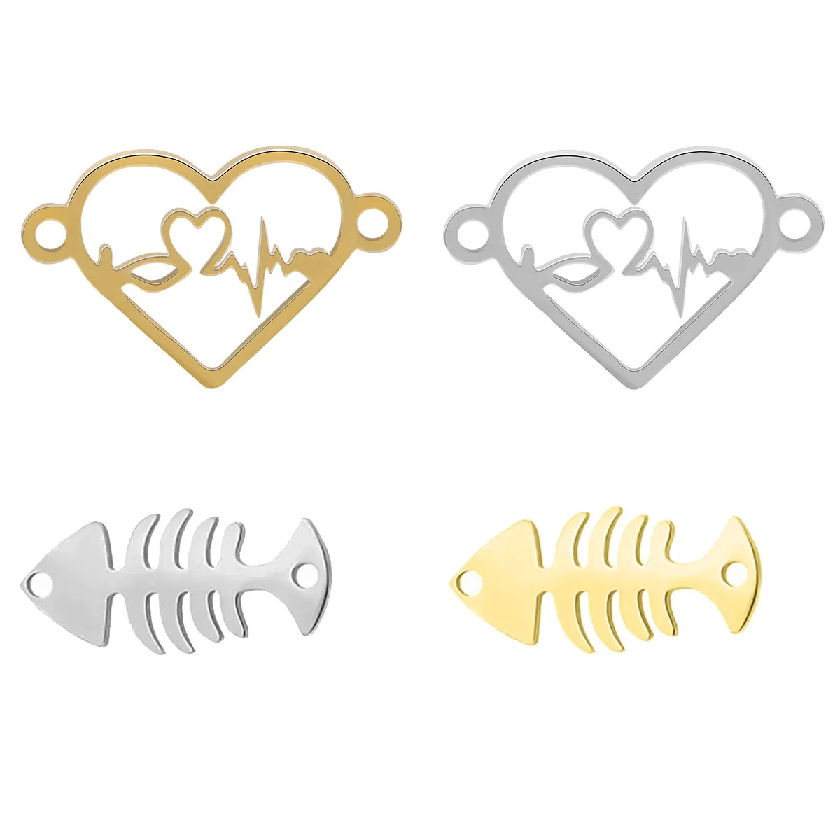 Stainless Steel Romantic Love Heartbeat Fish Bone Charm For Bracelets Necklace Jewelry Making 5Pcs/Lot DIY Accessories Wholesale
Stainless Steel Romantic Love Heartbeat Fish Bone Charm For Bracelets Necklace Jewelry Making 5Pcs/Lot DIY Accessories Wholesale