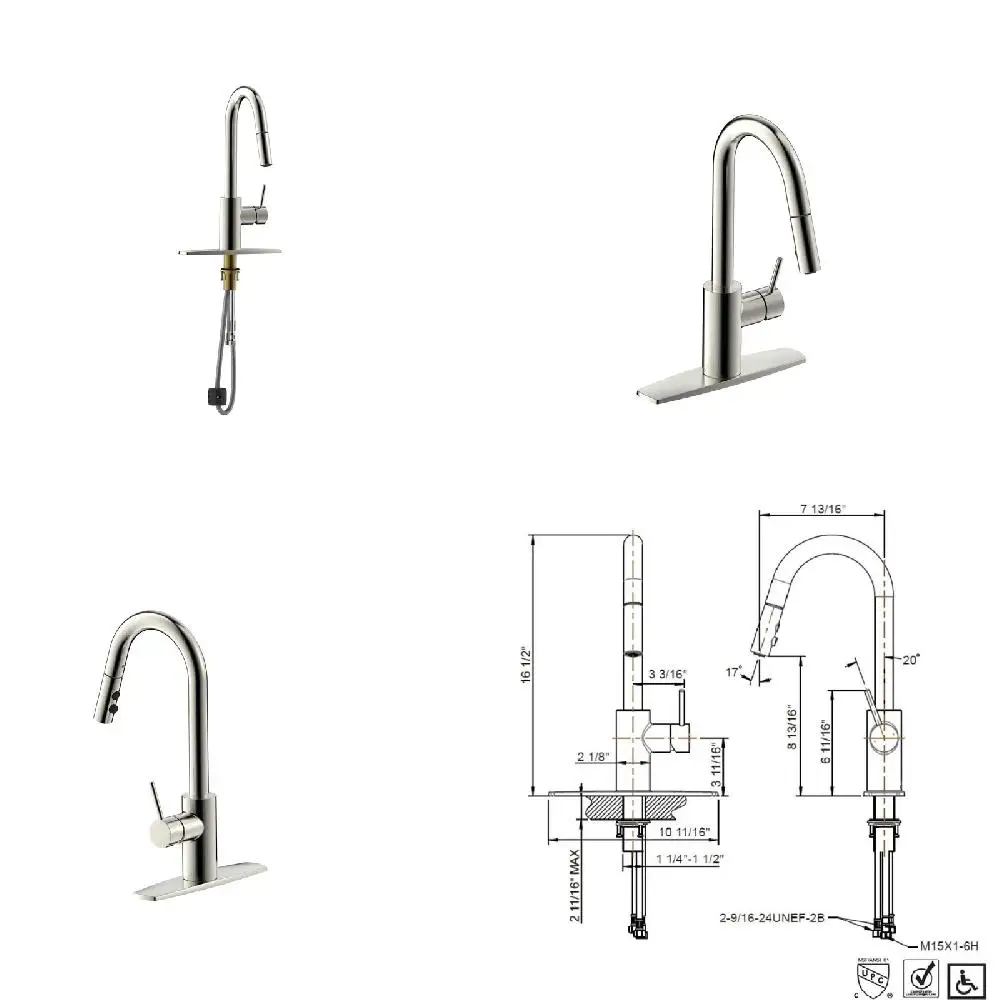 Luxurious Brushed Nickel Euro Style Single-Handle Kitchen Faucet with Pull-Down Spray for a Stylish Impact.
Luxurious Brushed Nickel Euro Style Single-Handle Kitchen Faucet with Pull-Down Spray for a Stylish Impact.