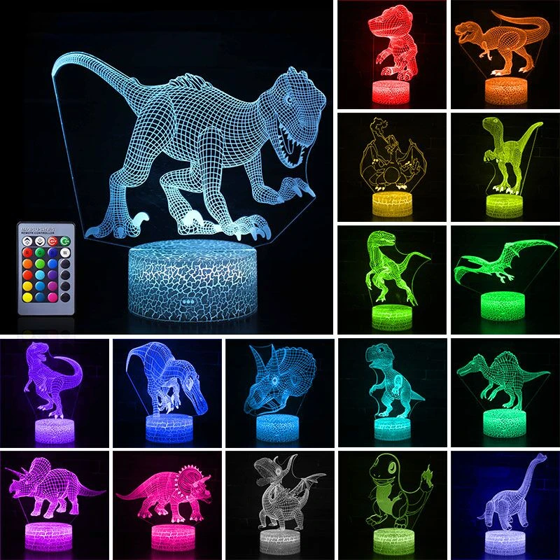 3D Dinosaur Night Light LED Illusion Table Lamp Touch Remote Decor 16 Colors Kids Child Holiday Christmas Party Raptor Gifts Toy
3D Dinosaur Night Light LED Illusion Table Lamp Touch Remote Decor 16 Colors Kids Child Holiday Christmas Party Raptor Gifts Toy