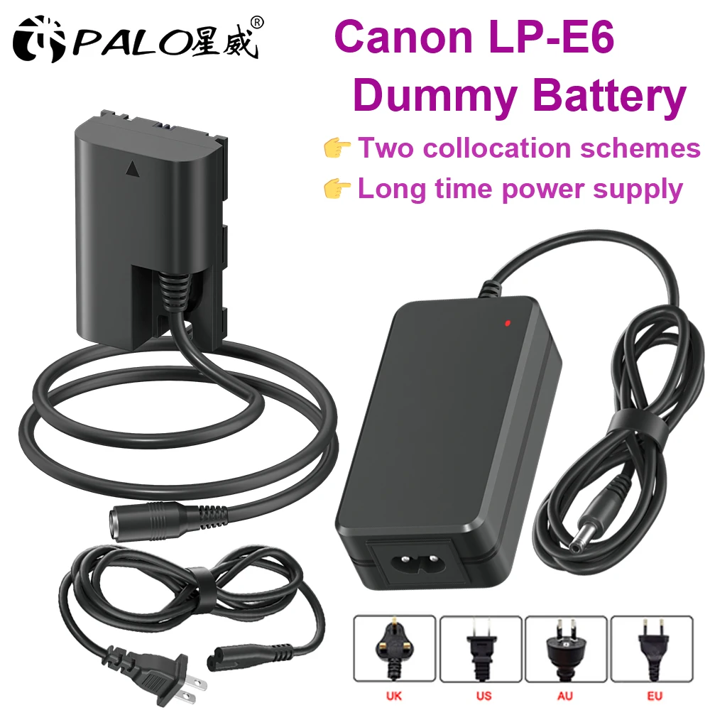 LP-E6 Dummy Battery AC Power Supply Adapter DC Coupler kit for Canon EOS 5DS R 5D Mark II 5D Mark III 6D 7D 70D 80D 90D Camera
LP-E6 Dummy Battery AC Power Supply Adapter DC Coupler kit for Canon EOS 5DS R 5D Mark II 5D Mark III 6D 7D 70D 80D 90D Camera