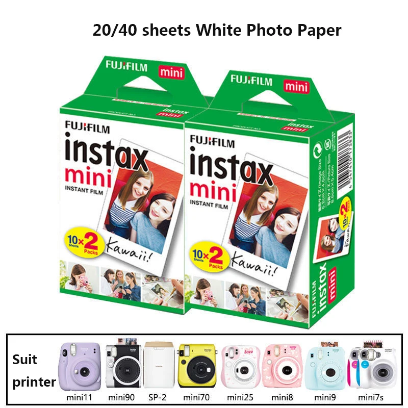

20/40sheets Fujifilm Instax Mini Film 3 Inch White Photo Paper For mini 11 Polaroid FUJI Instant Camera Photo 8 7s 25 50s 90
