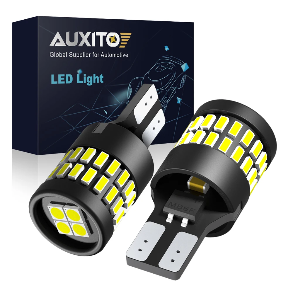 

AUXITO 2Pcs Signal Lamp T15 LED Super Bright T16 W16W LED Bulb Canbus Error Free 12V For Car Back up Reversing Light 6000K White