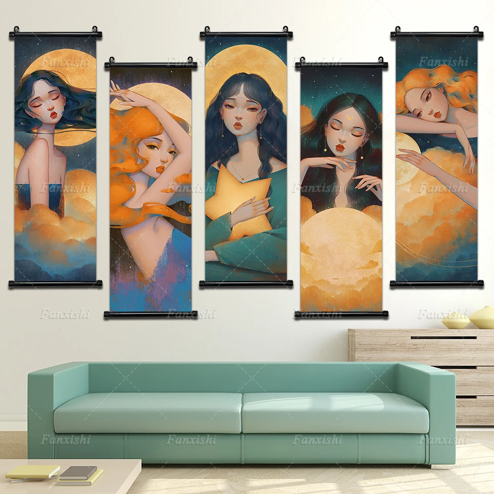 Scroll Hang Painting Modern Wall Artw Girl Moon Landscape Plastic Hd Print Canvas Poster Watercolor Home Decor For Living Room
Scroll Hang Painting Modern Wall Artw Girl Moon Landscape Plastic Hd Print Canvas Poster Watercolor Home Decor For Living Room