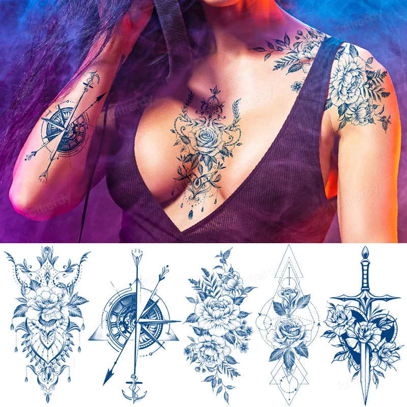 Долговечная Татуировка juice tattoo, искусство для тела, искусство, передача воды, синий цвет, роза, компас, пионы, цветы
Долговечная Татуировка juice tattoo, искусство для тела, искусство, передача воды, синий цвет, роза, компас, пионы, цветы