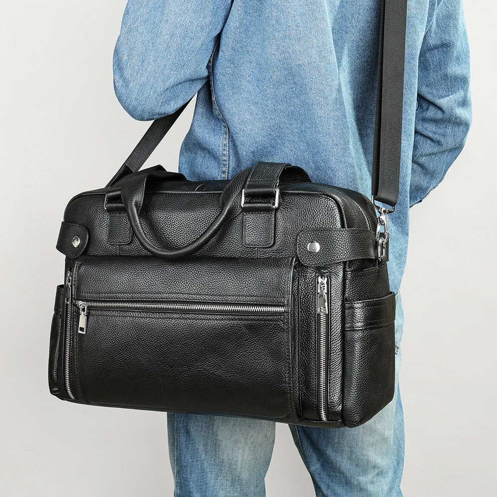 

Men's Bag Business briefcase large computer handbag Leather travel crossbody business trip work commuting tote