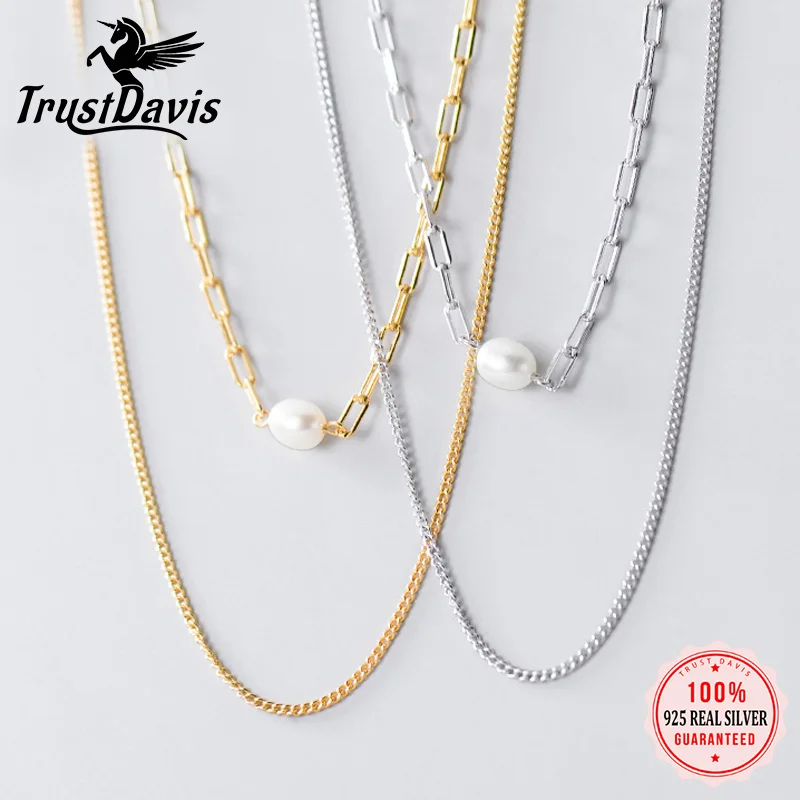 TrustDavis реальные 925 стерлингового серебра двойной цепи пресной воды Жемчужное ожерелье для женщин Свадебная вечеринка S925 ювелирные изделия ... 
TrustDavis реальные 925 стерлингового серебра двойной цепи пресной воды Жемчужное ожерелье для женщин Свадебная вечеринка S925 ювелирные изделия ...
