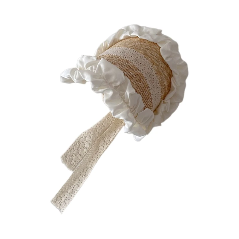 N80C Girls Christening Lace Hat Baby Girls Bonnet Sun Cap Breathable Children Summer Straw Hat Little Girl Vintage Headdress
N80C Girls Christening Lace Hat Baby Girls Bonnet Sun Cap Breathable Children Summer Straw Hat Little Girl Vintage Headdress