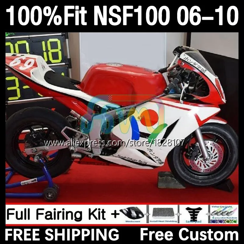 

Fiberglass Race Fairing For HONDA NSF White red 100 NSF100 10No.42 NSF-100 06 07 08 09 10 2006 2007 2008 2009 2010 Track Body