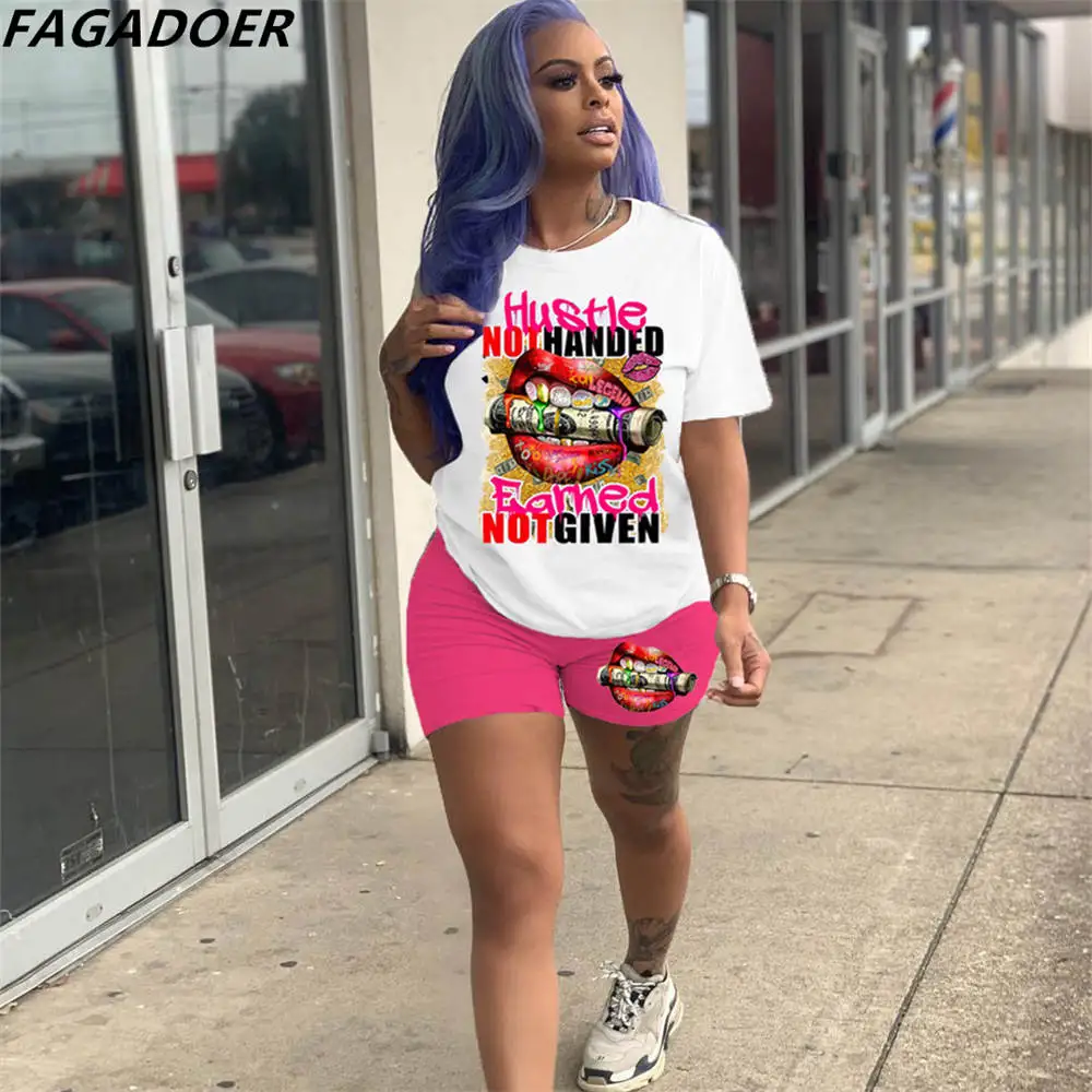 FAGADOER Casual Letter Pattern Print Two Piece Sets Summer Women Round Neck Tshirt+Jogger Shorts Tracksuits Female Sport Outfits
FAGADOER Casual Letter Pattern Print Two Piece Sets Summer Women Round Neck Tshirt+Jogger Shorts Tracksuits Female Sport Outfits