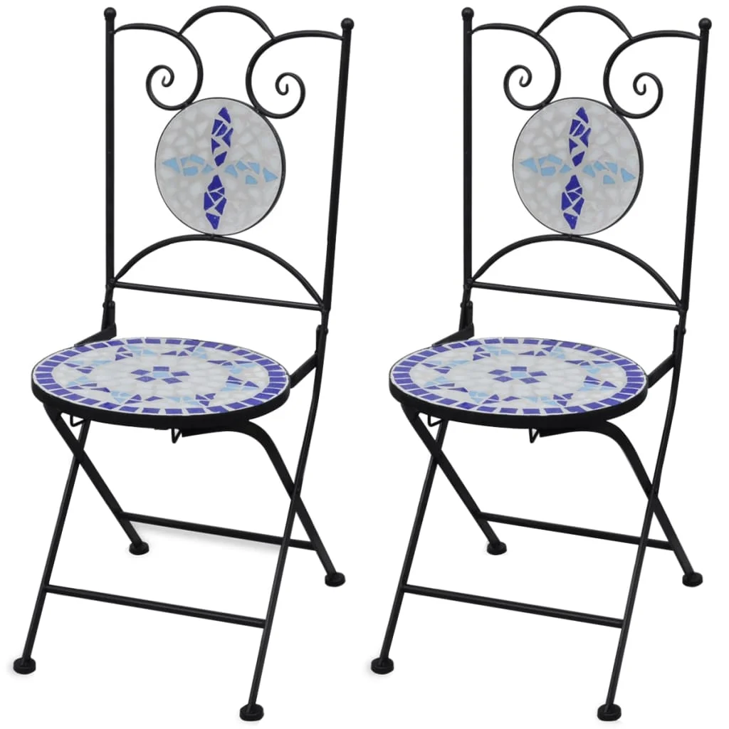 Folding Bistro Chair of 2, Ceramic Outdoor Seat Chair, Patio Furniture Blue and White 37 x 44 x 89 cm
Folding Bistro Chair of 2, Ceramic Outdoor Seat Chair, Patio Furniture Blue and White 37 x 44 x 89 cm