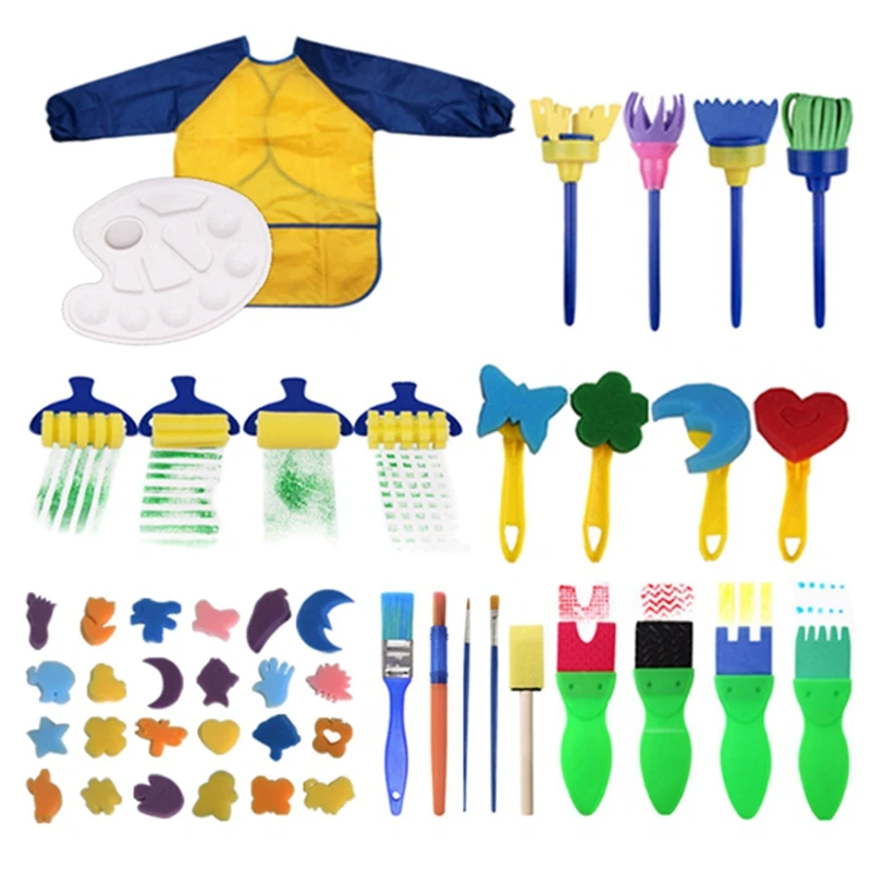 47 Pcs Children Sponge Painting Brushes Set Paint Apron Toys Crafts Kits Toddler Painting Tools
47 Pcs Children Sponge Painting Brushes Set Paint Apron Toys Crafts Kits Toddler Painting Tools
