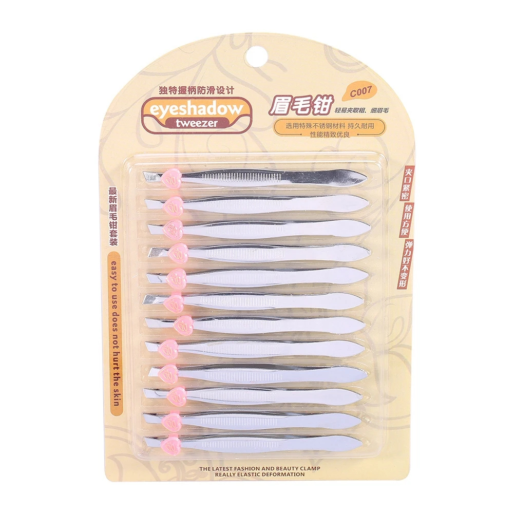12Pcs/pack Stainless Steel Slanted Hair Removal Clip Eyebrow Shape Tweezer Makeup Cosmetic Tool
12Pcs/pack Stainless Steel Slanted Hair Removal Clip Eyebrow Shape Tweezer Makeup Cosmetic Tool