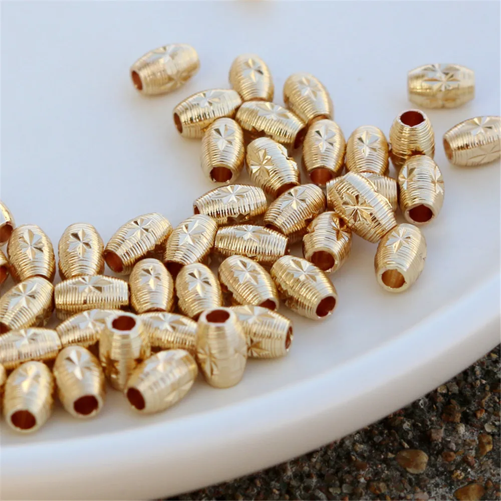 14K gold package color preserving surface rice beads 5*7mm large hole cut flash bucket beads DIY handmade jewelry beads loose
14K gold package color preserving surface rice beads 5*7mm large hole cut flash bucket beads DIY handmade jewelry beads loose