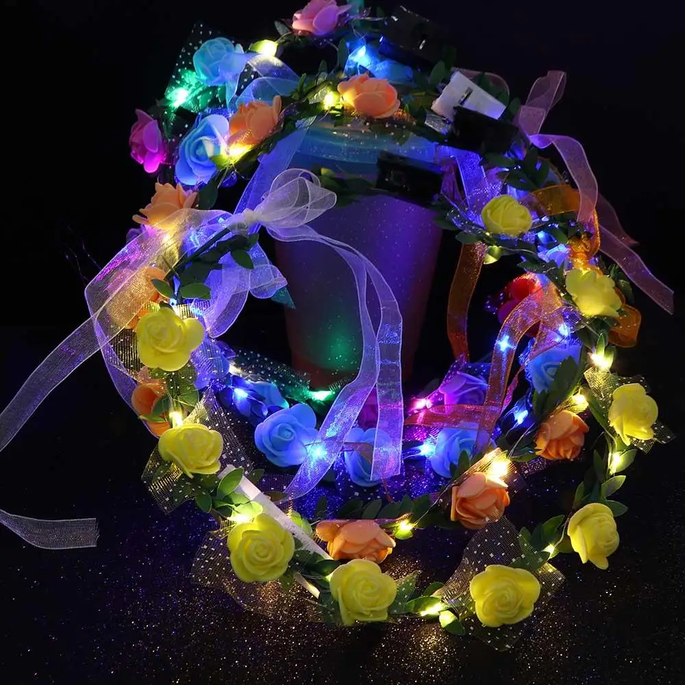 Vintage Wedding Headwear Rose Flower Luminous LED Light Garland Crown Flower Headband Women Headwear Wreath Decoration
Vintage Wedding Headwear Rose Flower Luminous LED Light Garland Crown Flower Headband Women Headwear Wreath Decoration