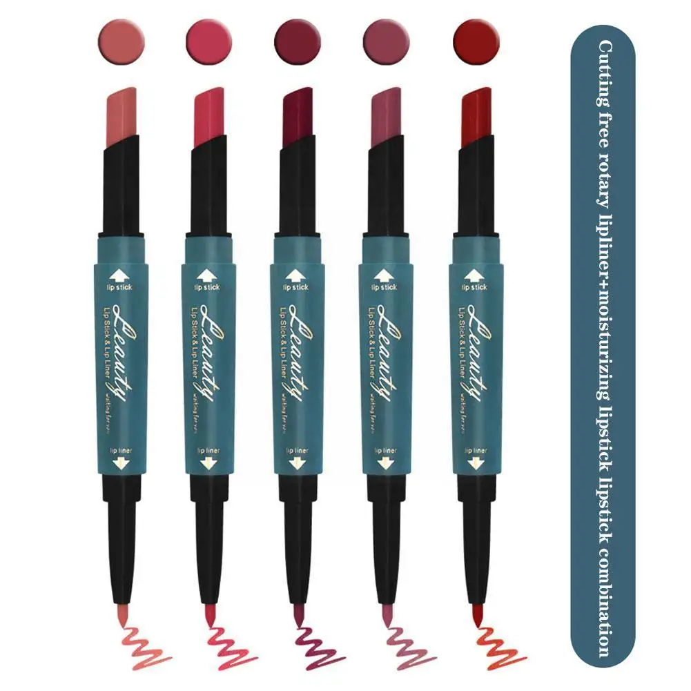 

Double Headed Lipliner Pen Lipstick Lasting Waterproof Matter 2in1 Lip Liner Pencil Pigment Makeup For Women Cosmetic Maqui O6O6