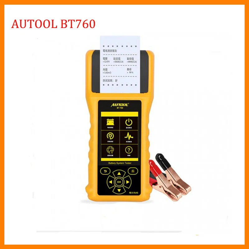 AUTOOL BT760 Car Battery Tester with Printer Auto Cranking Charging Test Tool 6-32V Color Screen Multi-Language
AUTOOL BT760 Car Battery Tester with Printer Auto Cranking Charging Test Tool 6-32V Color Screen Multi-Language